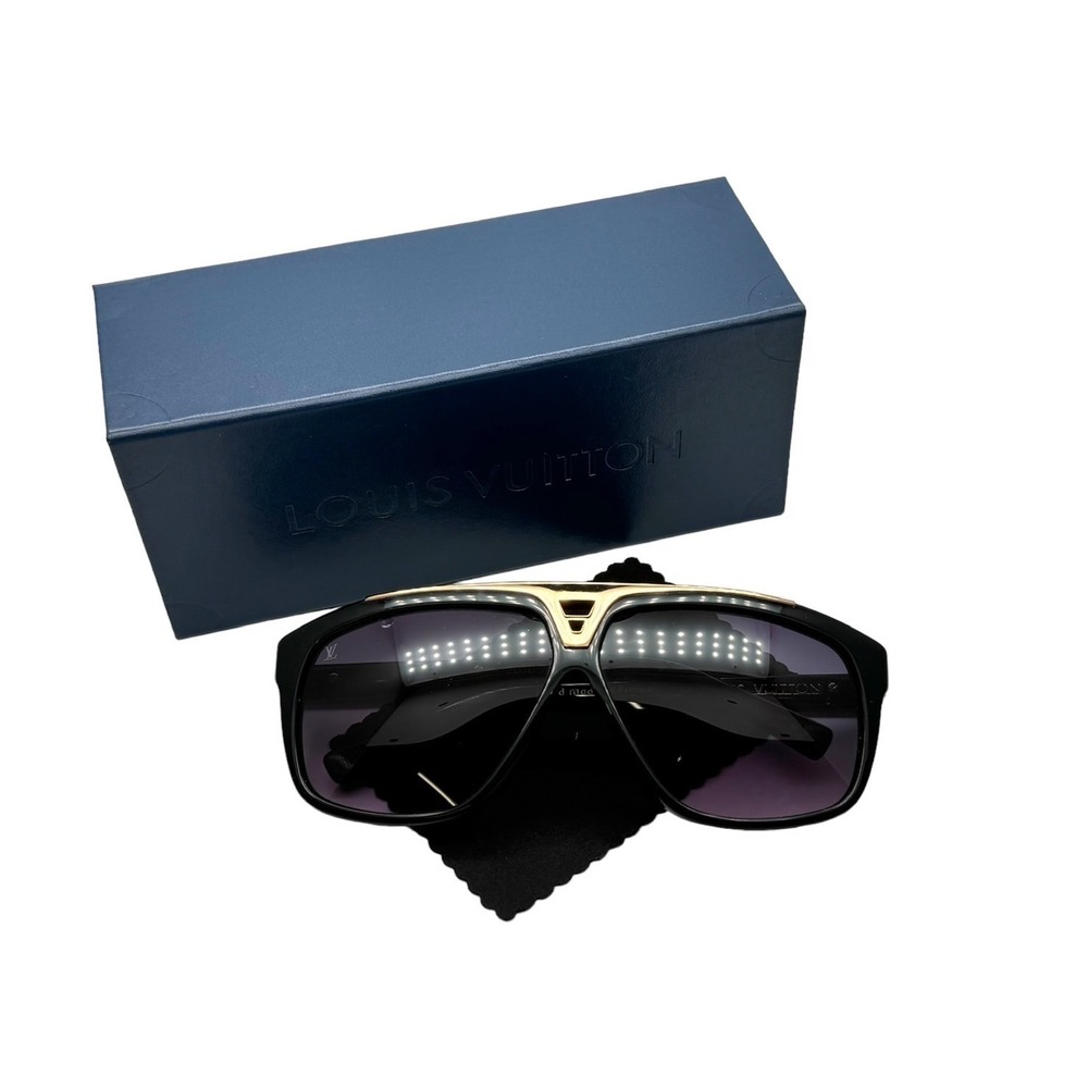 Louis Vuitton Evidance Sunglasses Pilot Style Black Gold